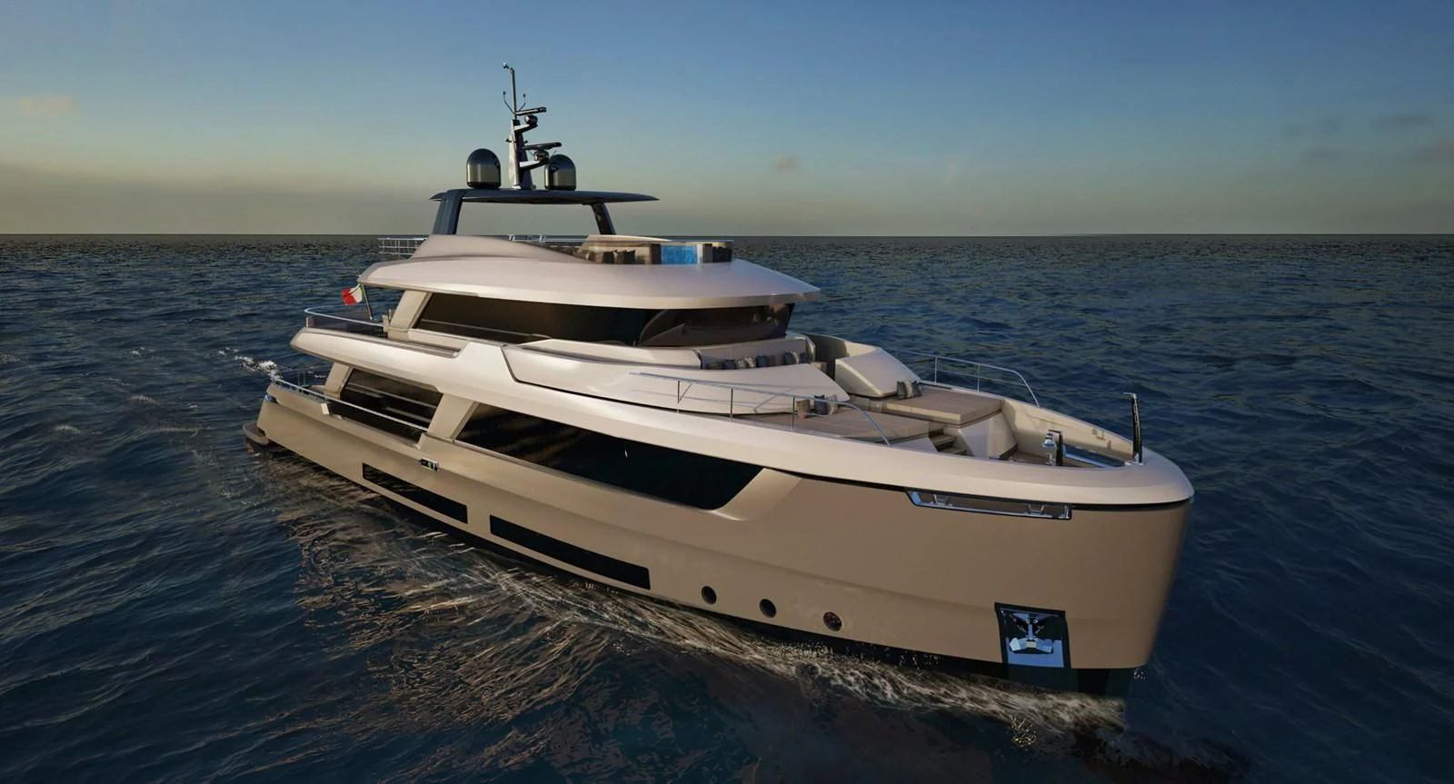 a white boat on the water aboard CLASSIC 30 Yacht for Sale