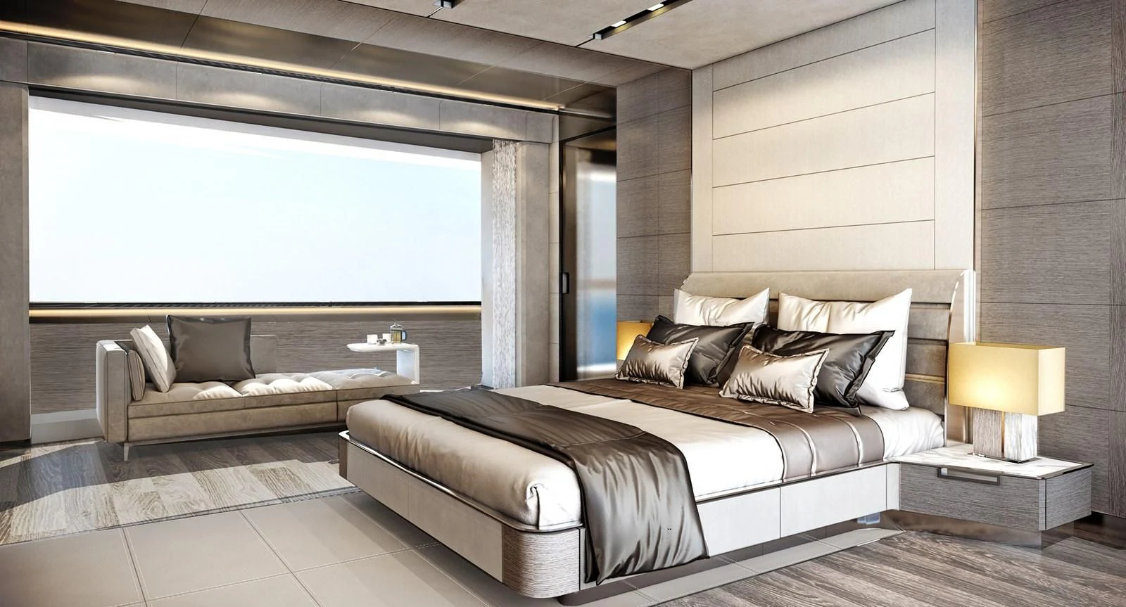 a room with a bed and a couch aboard CLASSIC 30 Yacht for Sale