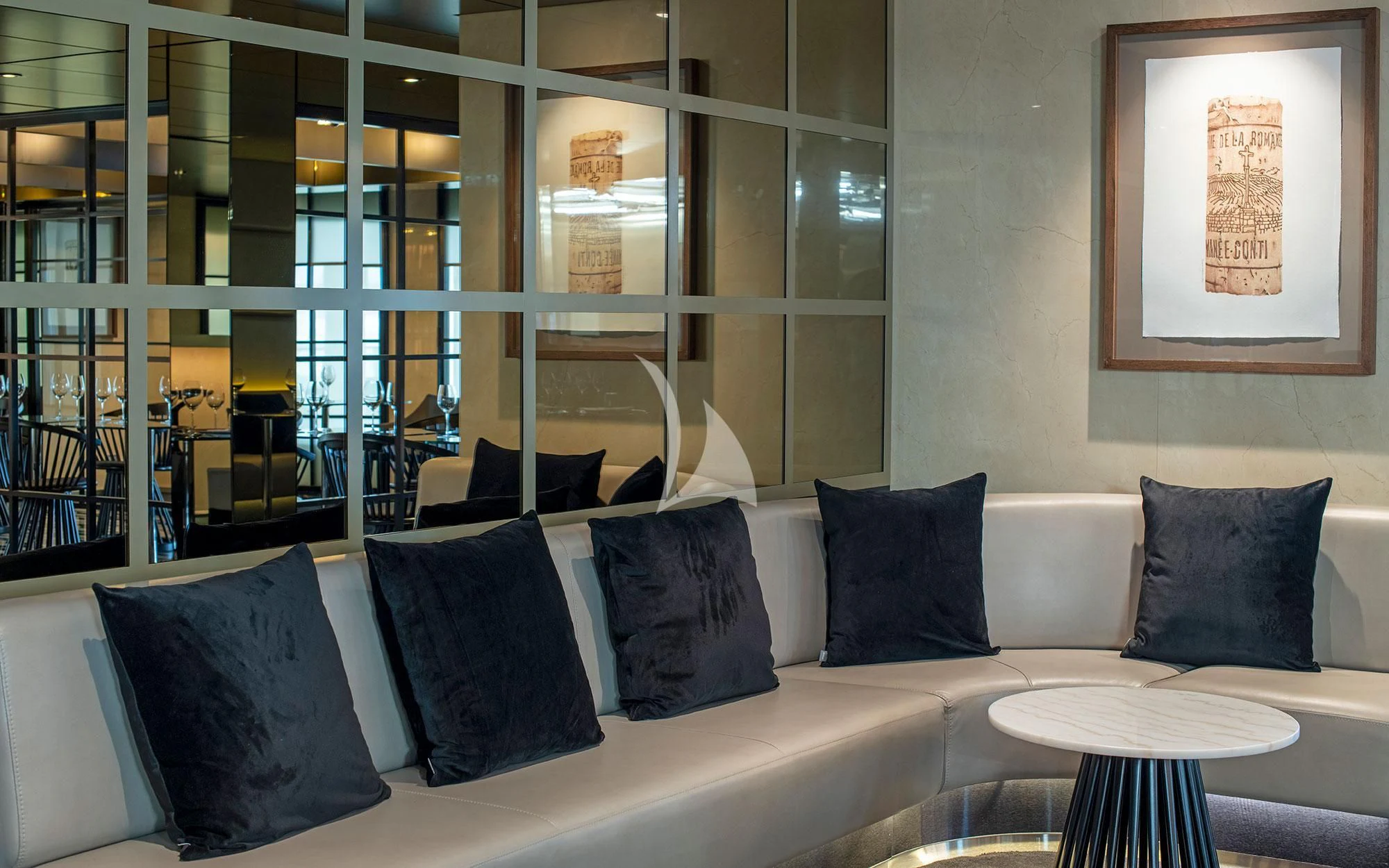 a couch with pillows aboard SCENIC ECLIPSE Yacht for Sale