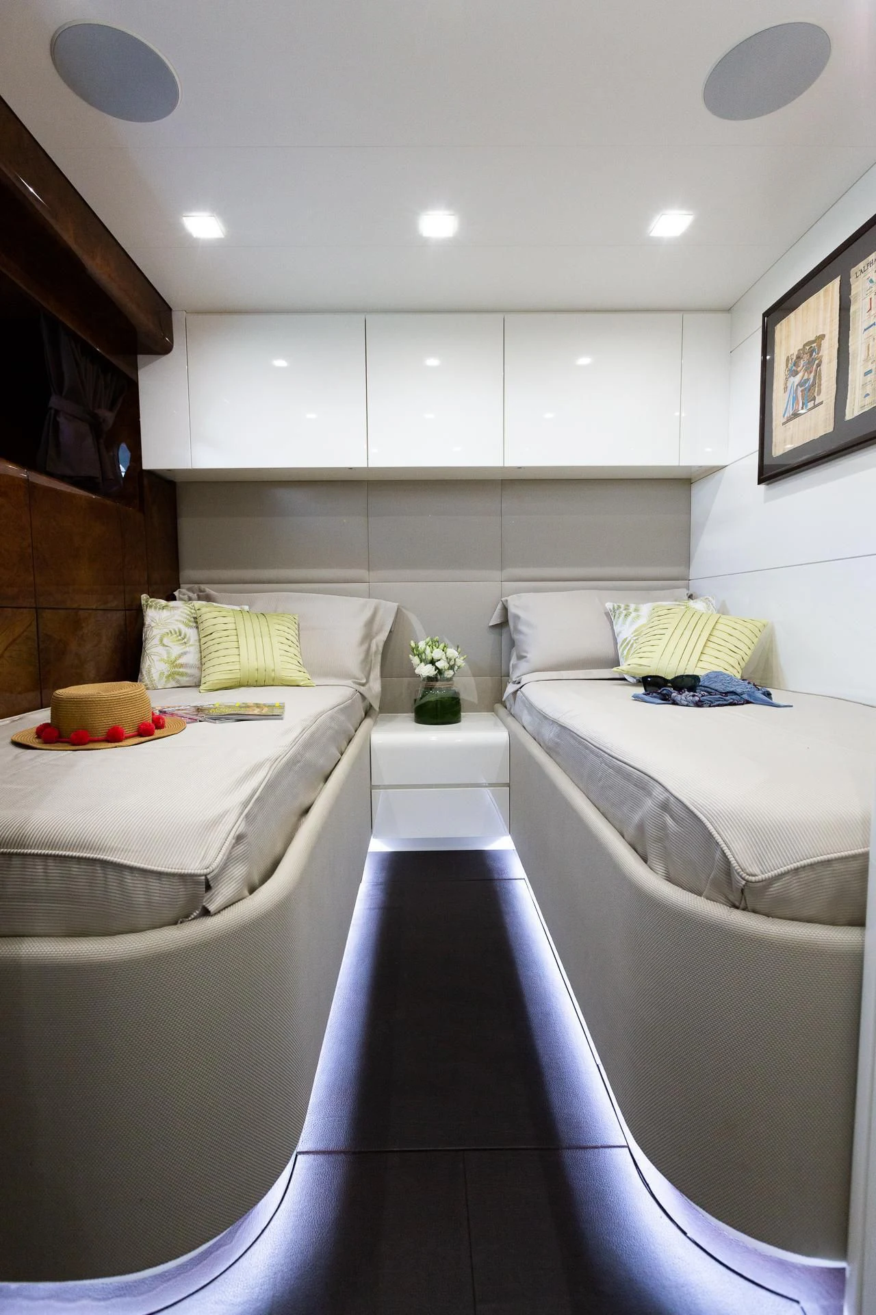 a room with two beds aboard CAMILLA A Yacht for Sale