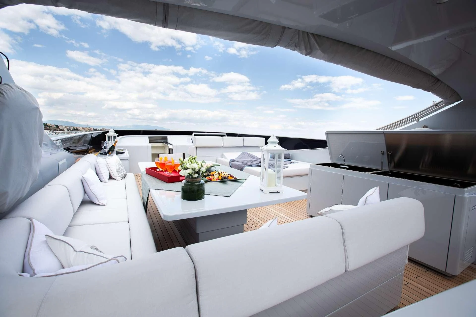 a room with a table and chairs aboard CAMILLA A Yacht for Sale