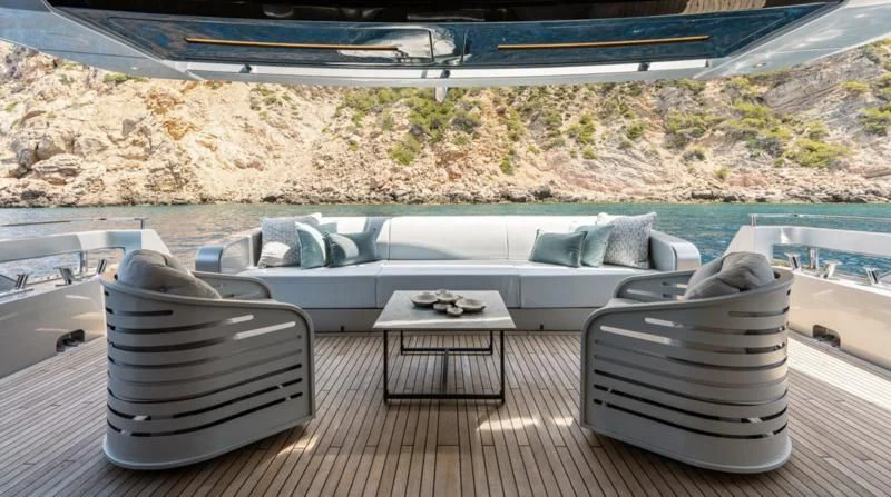 a lounge chair next to a pool aboard THREE GRACES Yacht for Sale