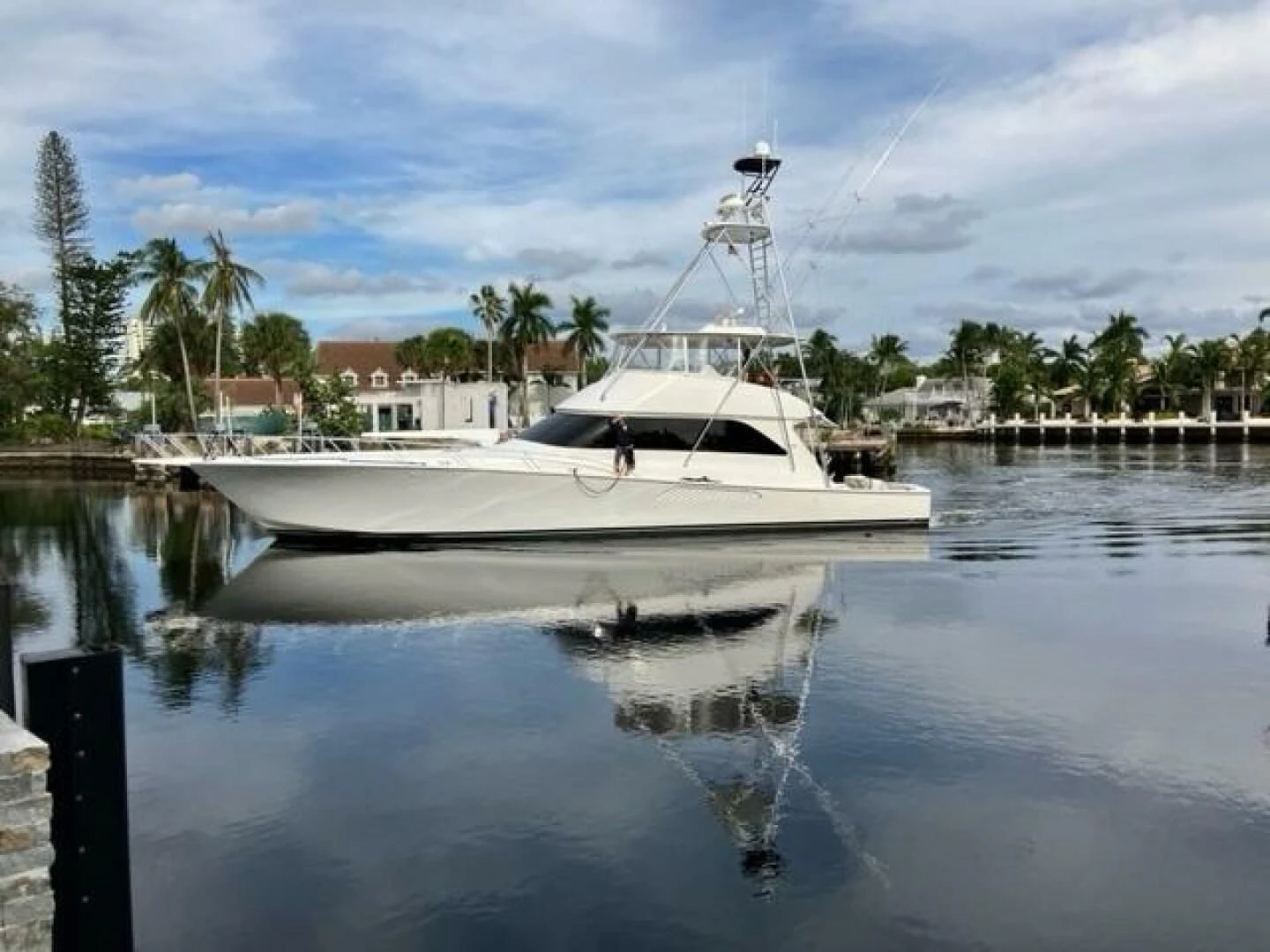 a boat in the water aboard STABILIZED Yacht for Sale