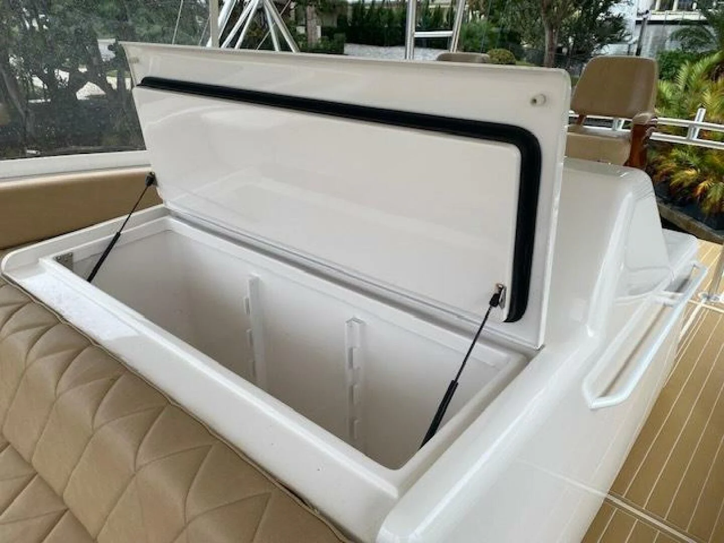 a white rectangular object with a black handle aboard STABILIZED Yacht for Sale