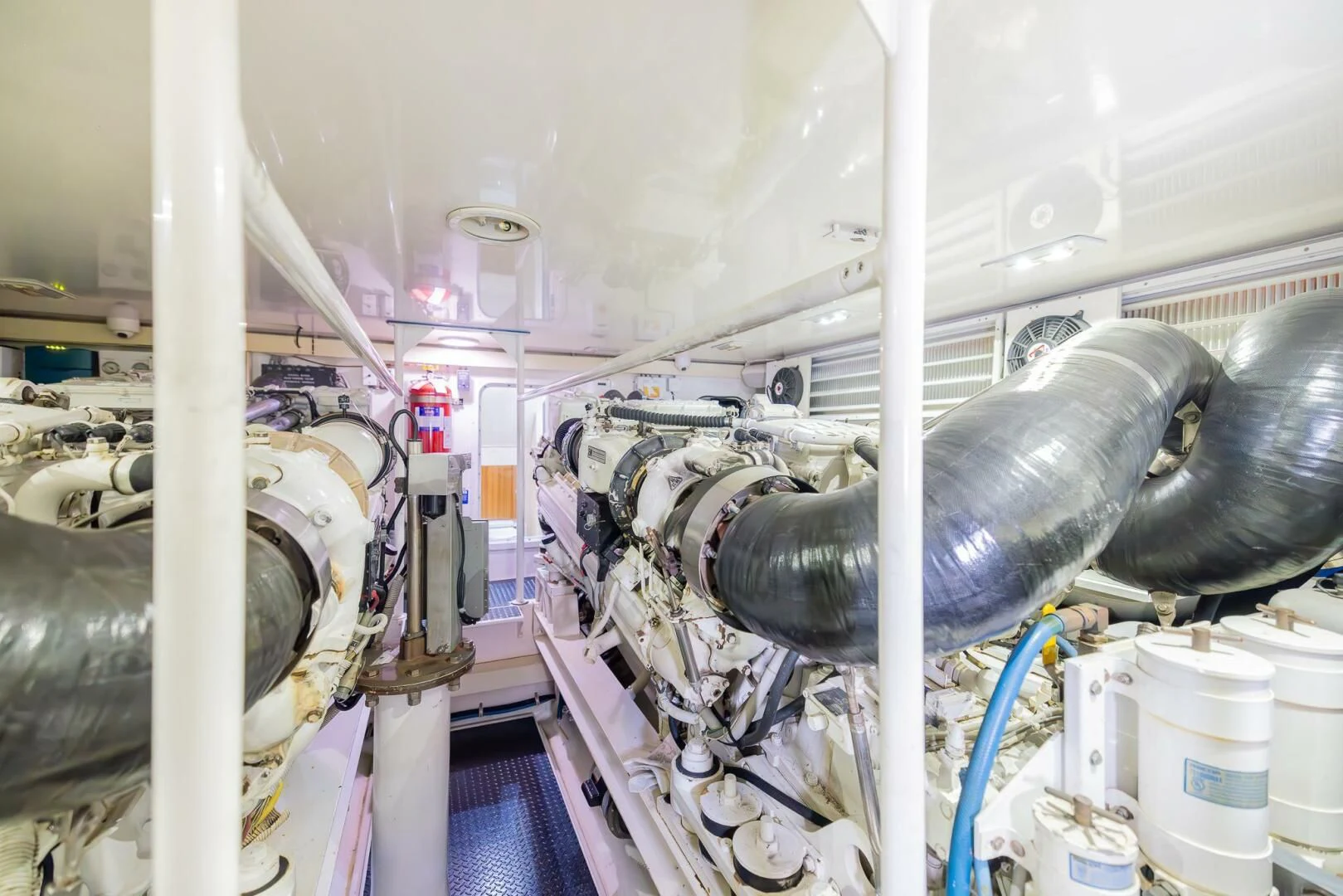 a large metal pipe in a factory aboard STABILIZED Yacht for Sale