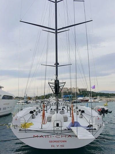 a sailboat in the water aboard SAMURAI Yacht for Sale