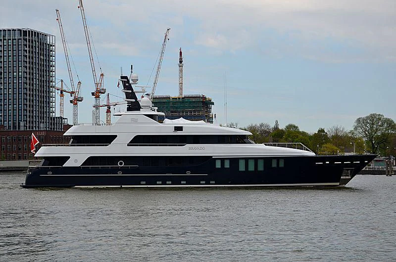 a large boat in the water aboard BRAVADO Yacht for Sale