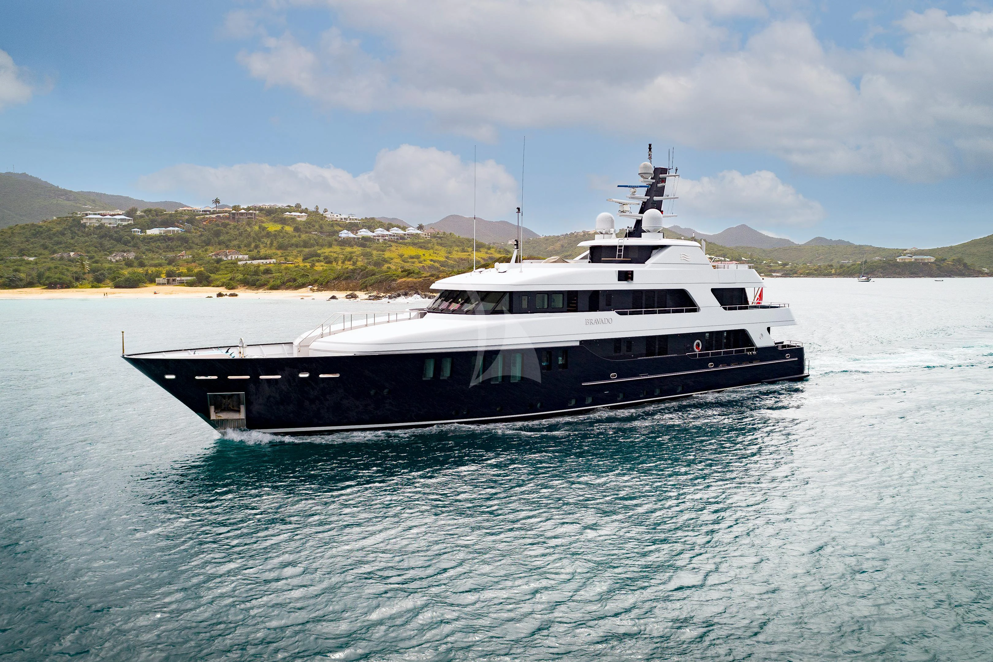 a boat on the water aboard BRAVADO Yacht for Sale