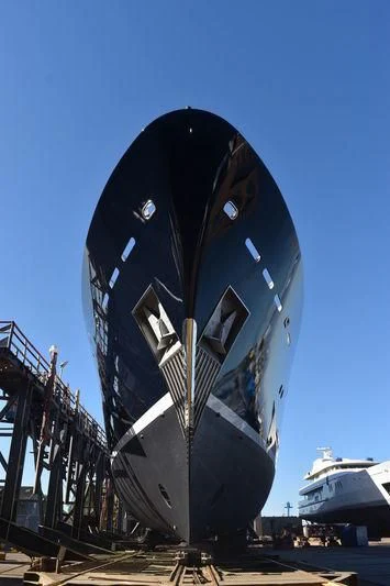 a large black and white satellite dish aboard BRAVADO Yacht for Sale