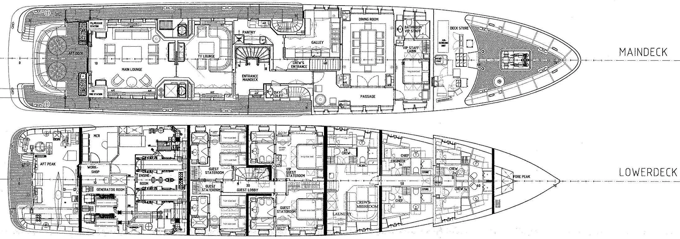 diagram, engineering drawing aboard BRAVADO Yacht for Sale