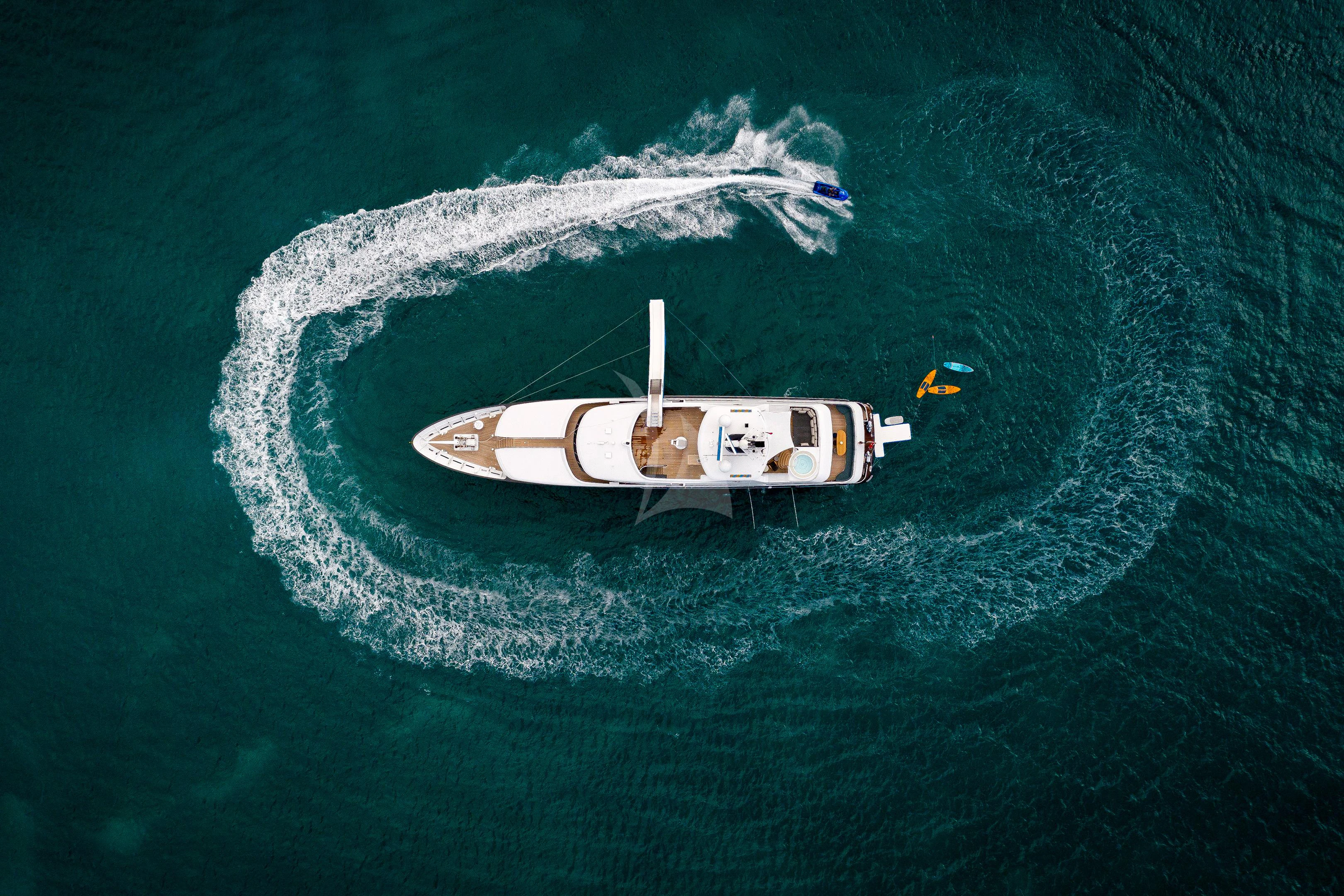 a boat in the ocean aboard BRAVADO Yacht for Sale