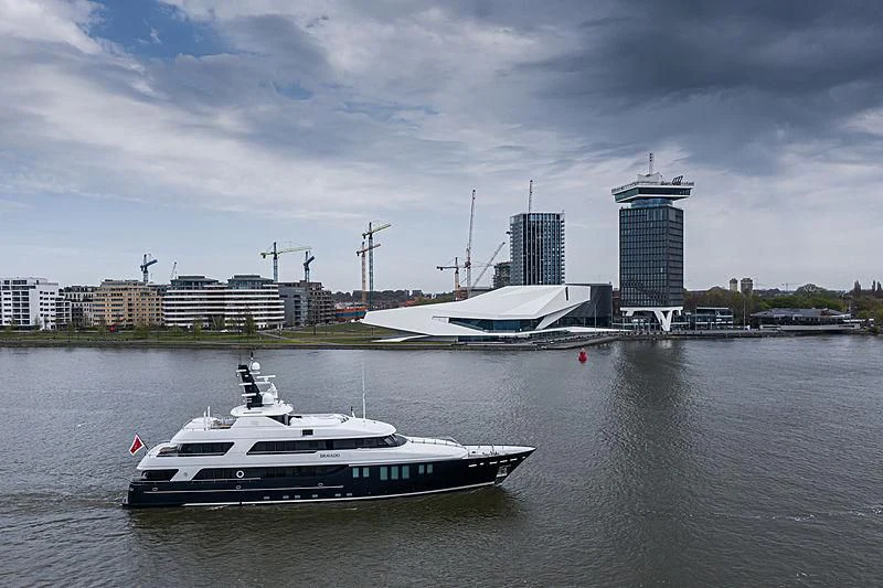 a boat in the water aboard BRAVADO Yacht for Sale