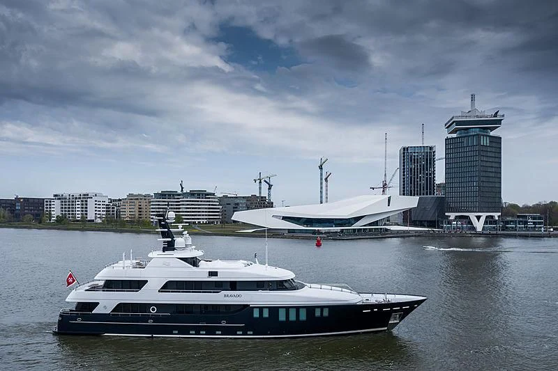 a boat in the water aboard BRAVADO Yacht for Sale