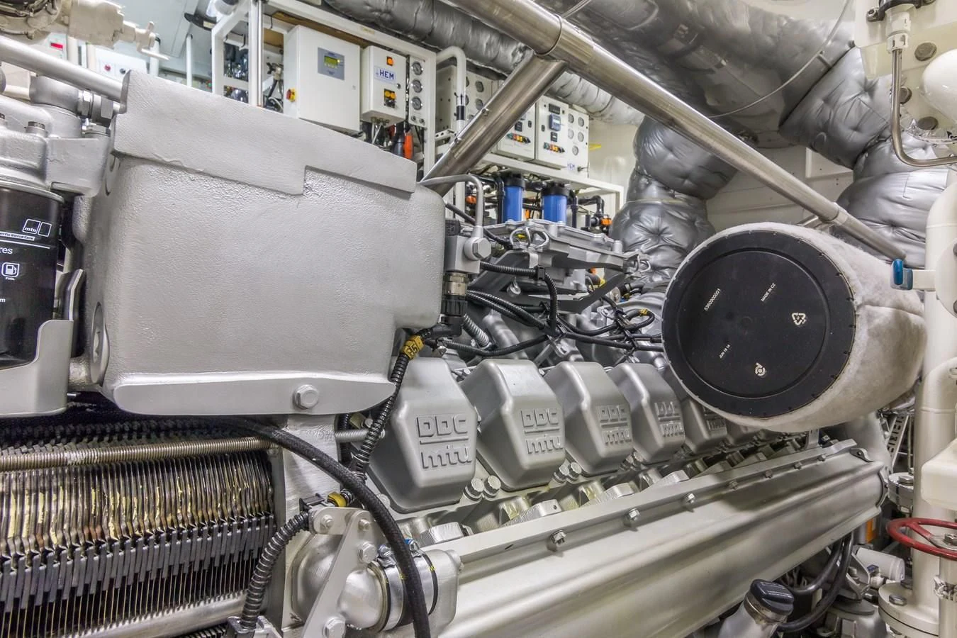 a machine with a large piece of equipment in it aboard BRAVADO Yacht for Sale