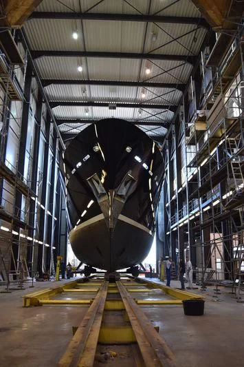 a large metal object in a warehouse aboard BRAVADO Yacht for Sale