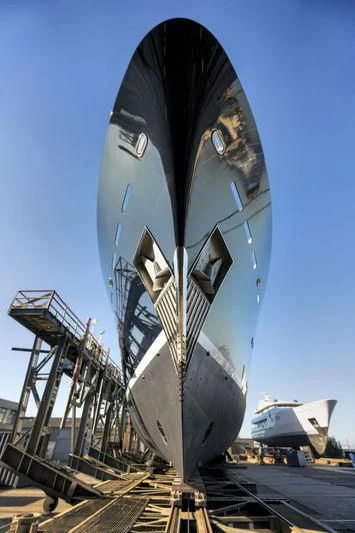 a large rocket on a launch pad aboard BRAVADO Yacht for Sale