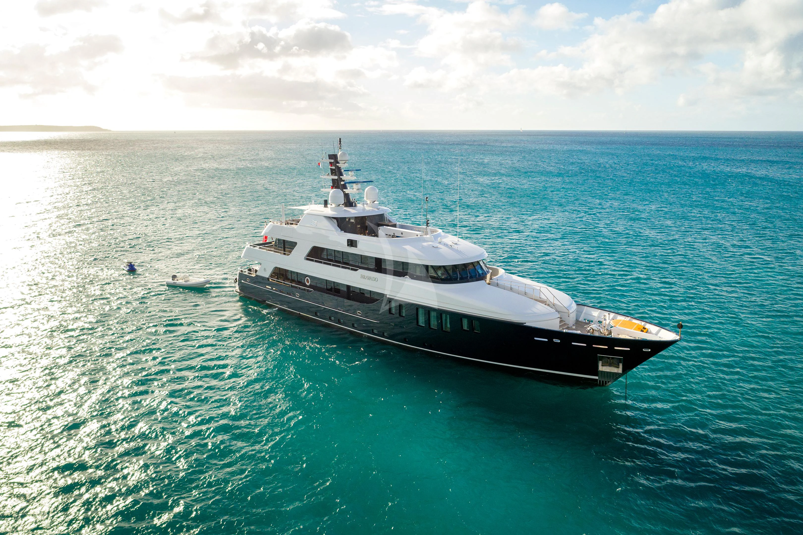 a boat in the water aboard BRAVADO Yacht for Sale