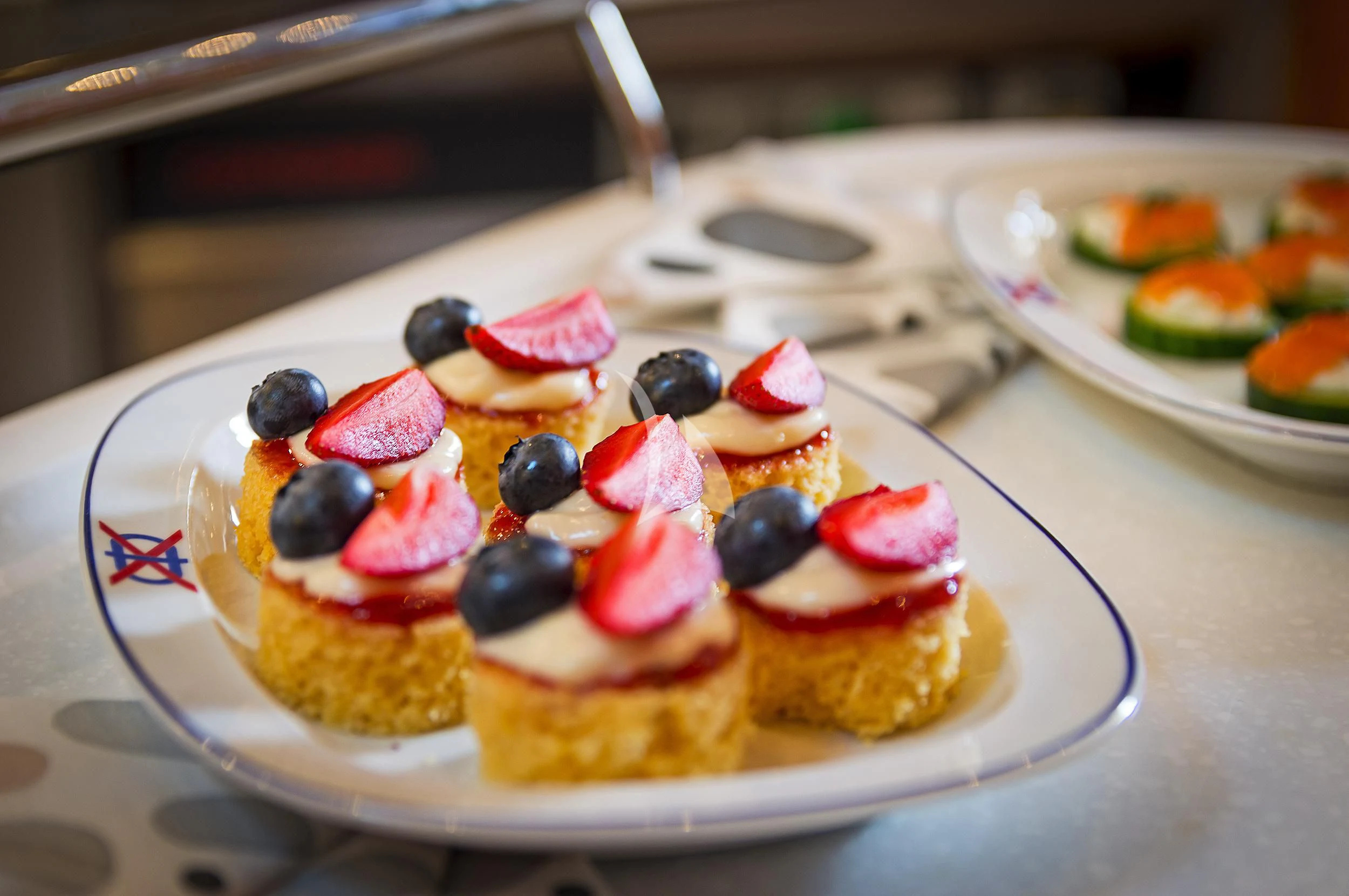 a plate of dessert aboard MELITI Yacht for Sale