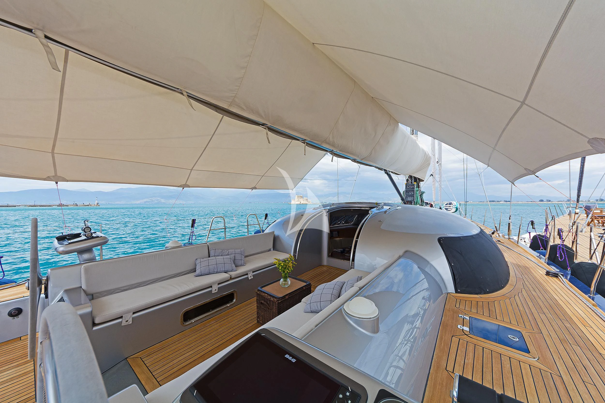 a boat with a large deck aboard MELITI Yacht for Sale