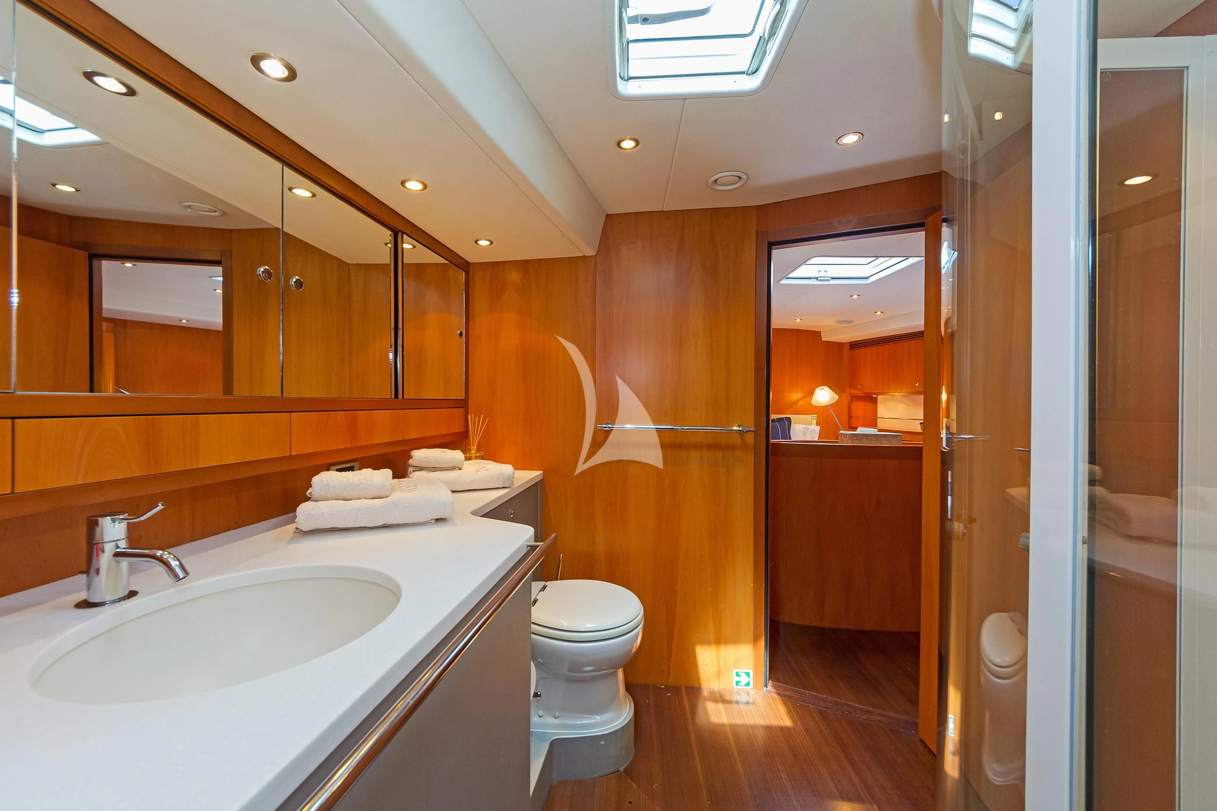 a bathroom with a sink and toilet aboard MELITI Yacht for Sale