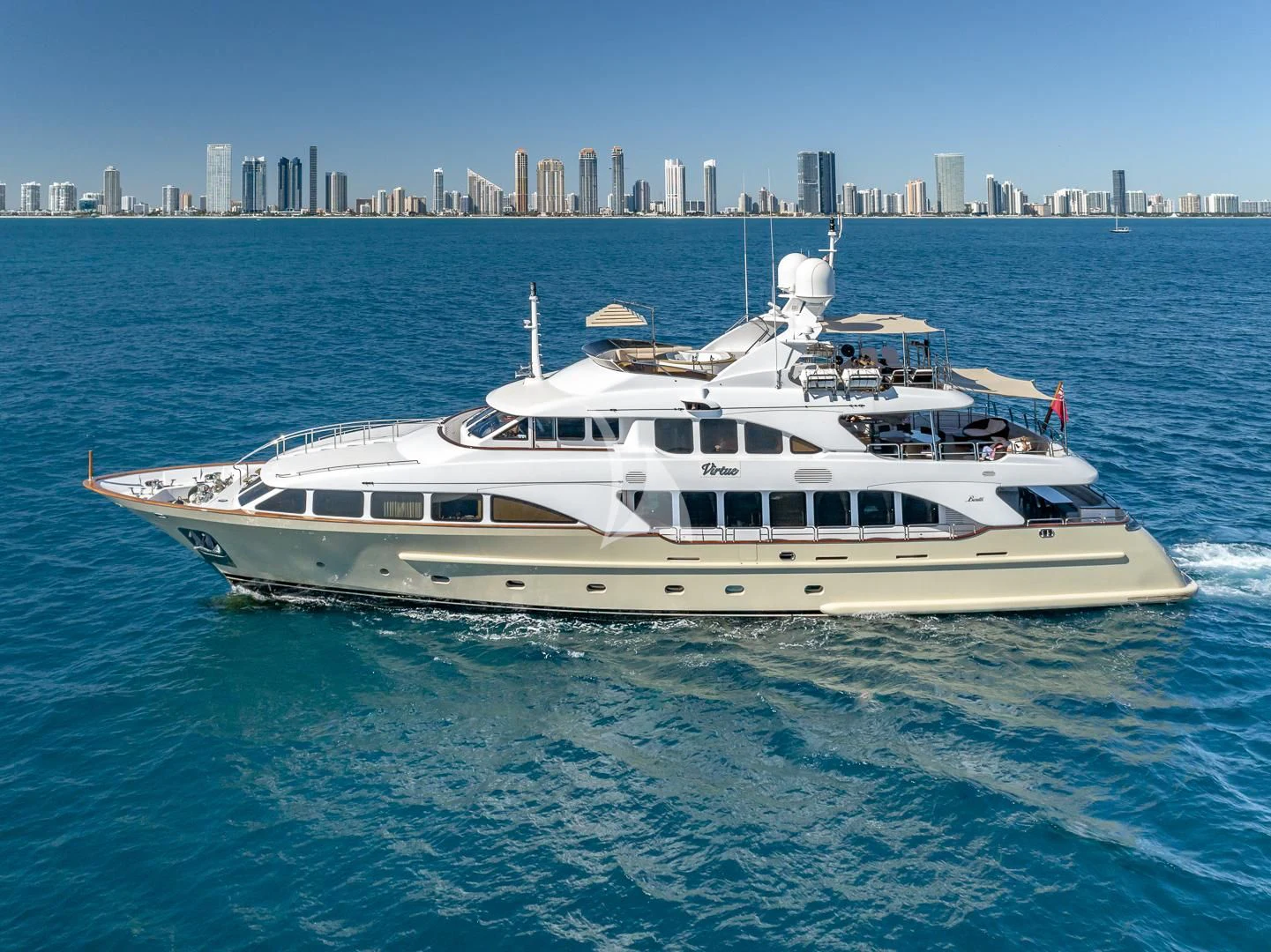 a boat in the water aboard VIRTUE Yacht for Sale