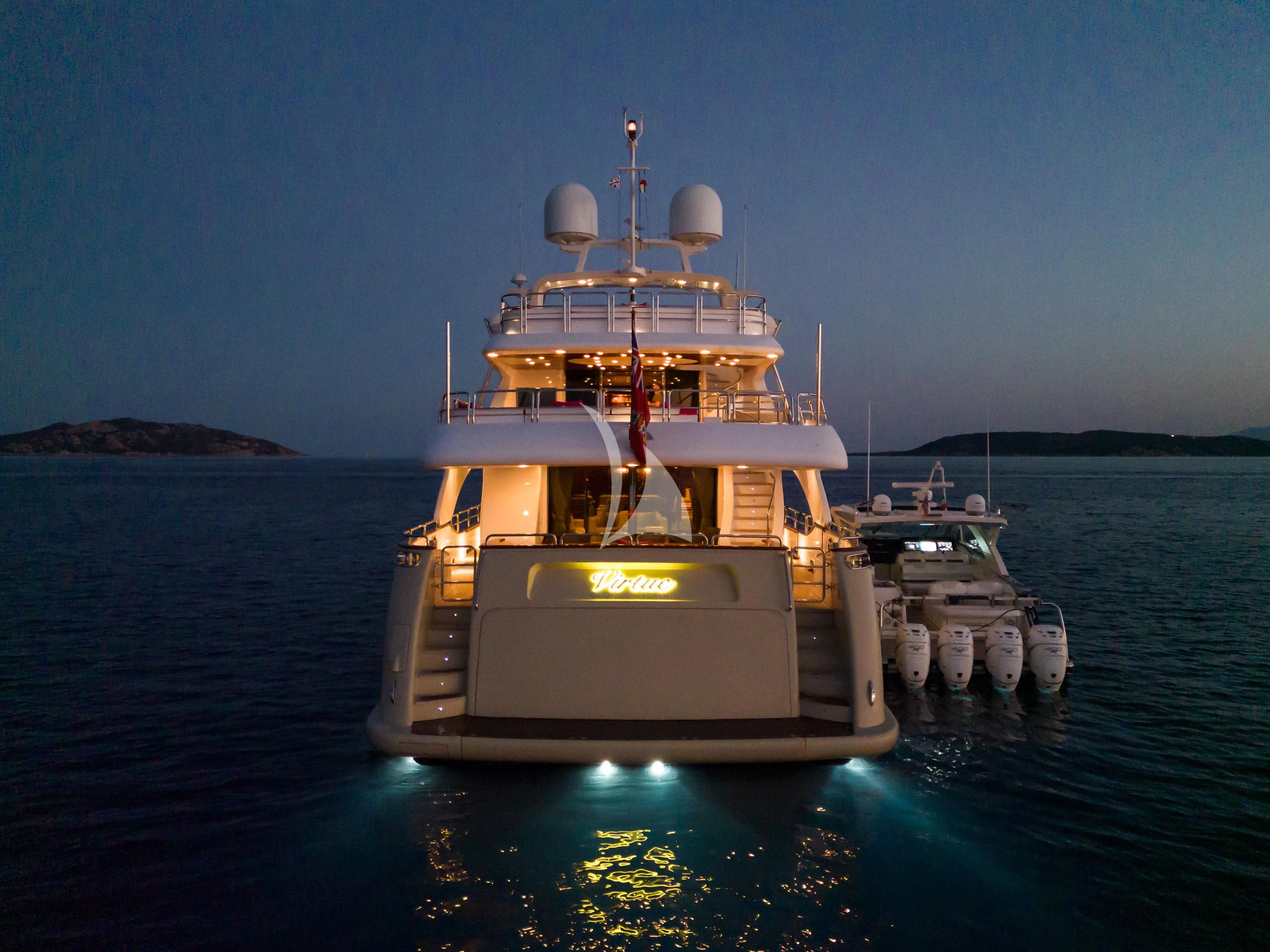 a boat on the water aboard VIRTUE Yacht for Sale