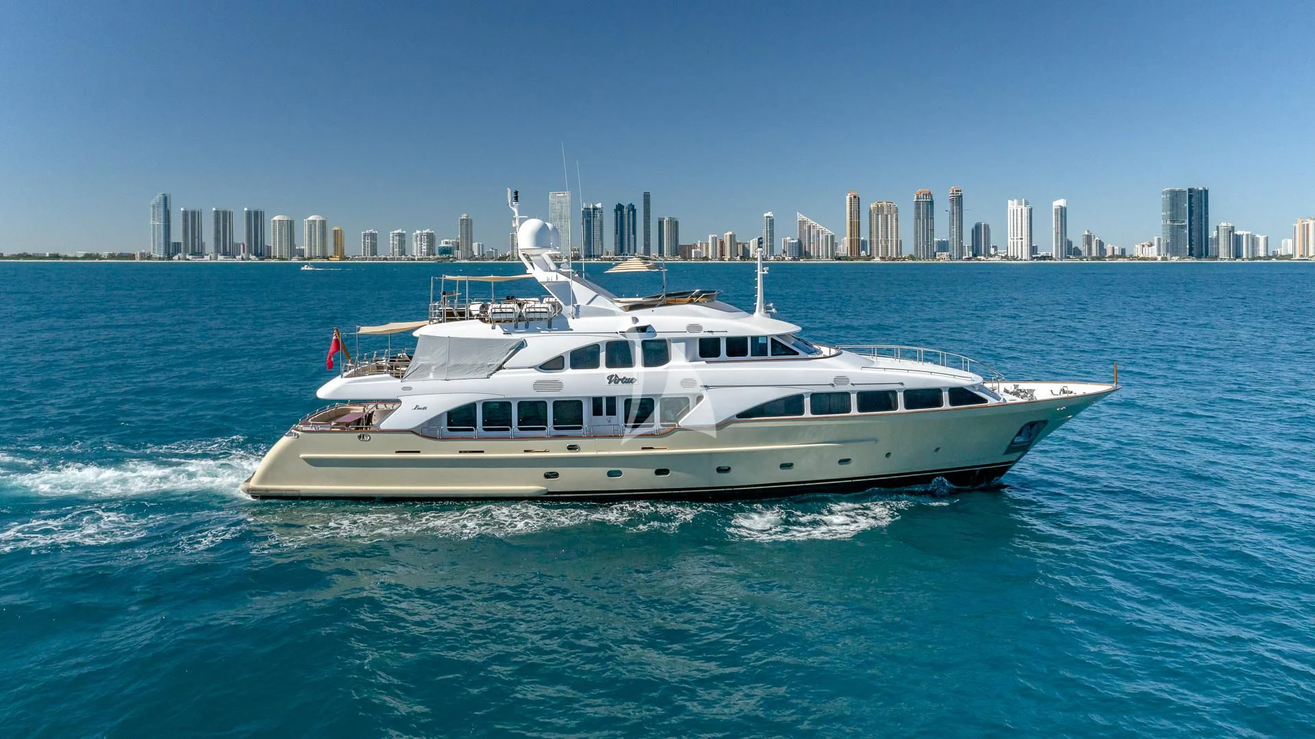 a boat in the water aboard VIRTUE Yacht for Sale