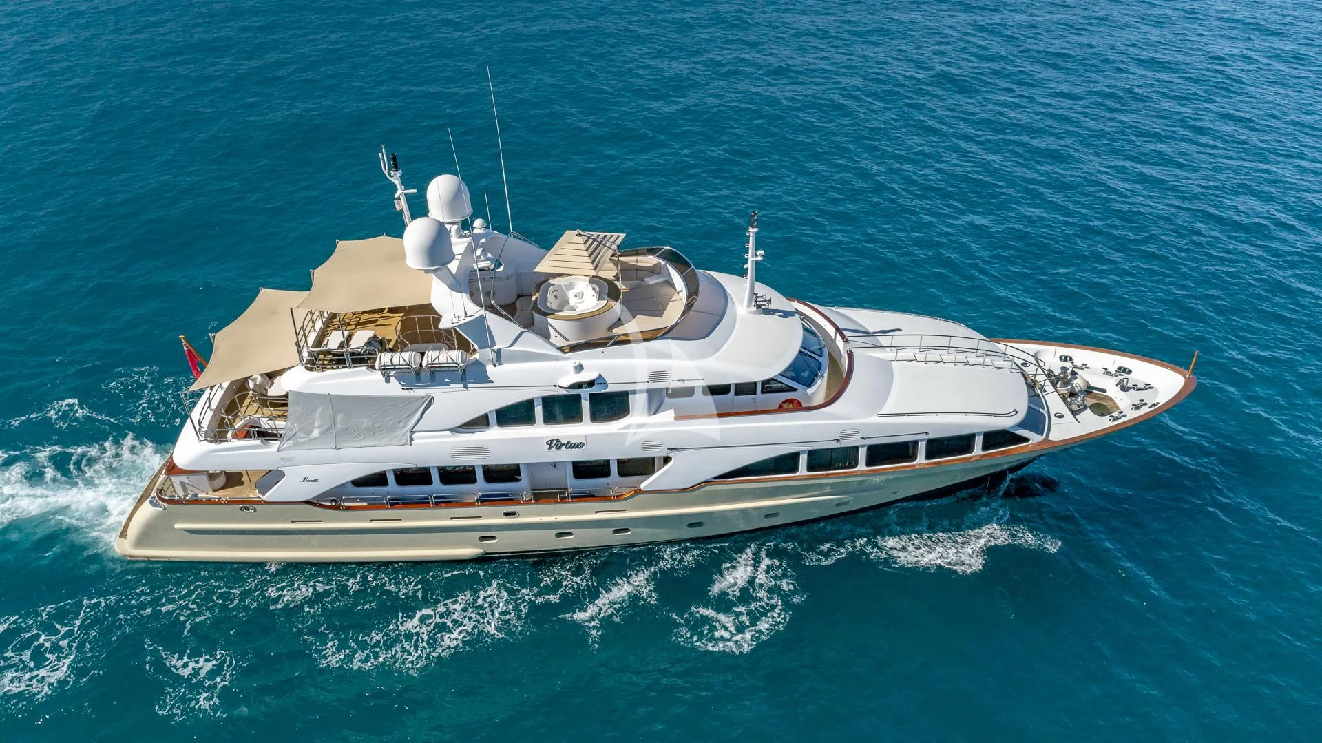 a boat on the water aboard VIRTUE Yacht for Sale