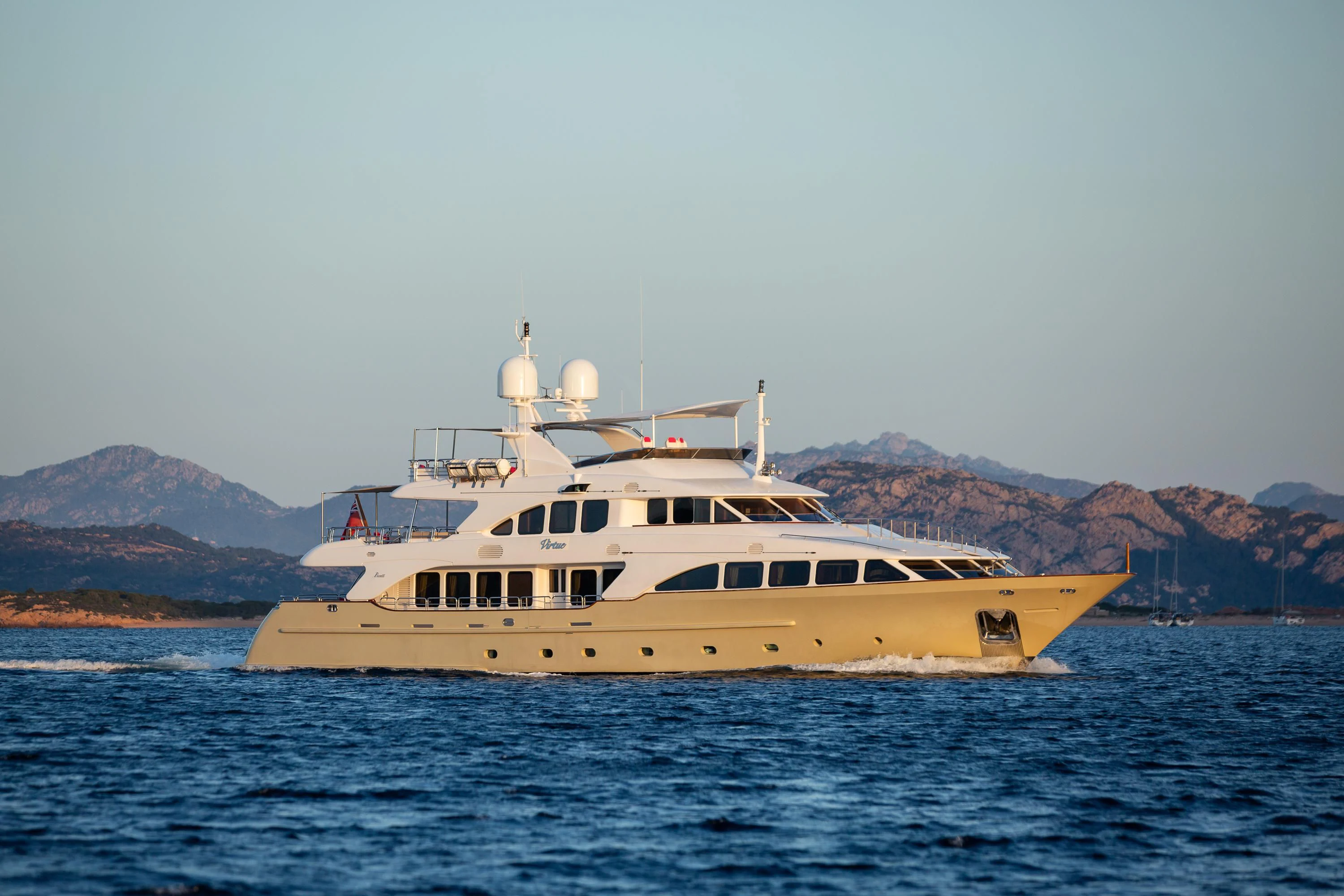 a boat in the water aboard VIRTUE Yacht for Sale
