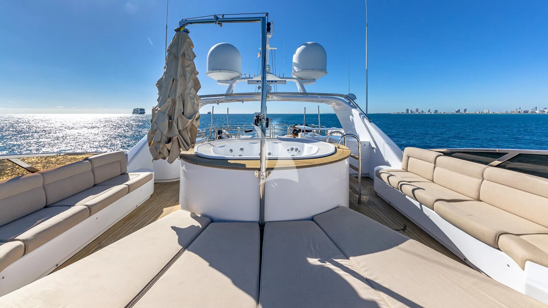 a boat on a deck aboard VIRTUE Yacht for Sale