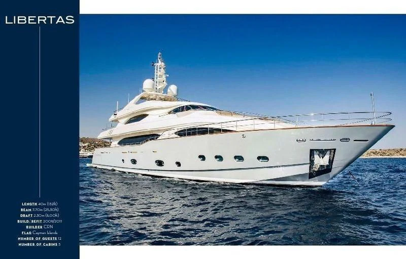 a large white ship aboard LIBERTAS Yacht for Sale
