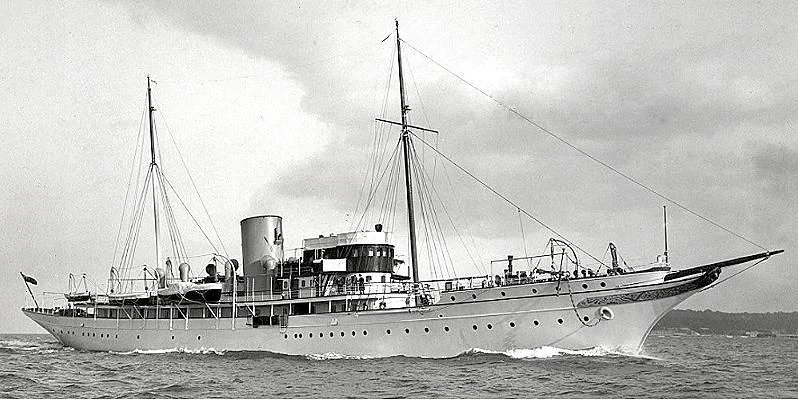a large ship with a large sail aboard NAHLIN Yacht for Sale