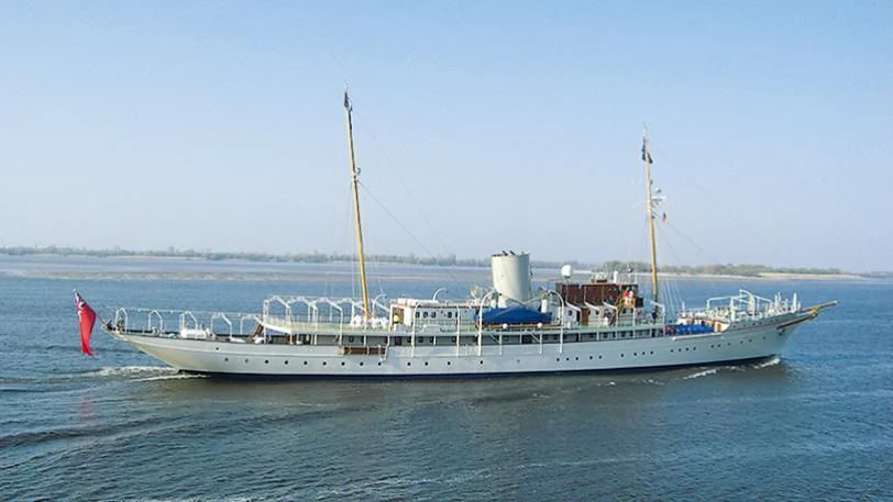 a large white ship in the water aboard NAHLIN Yacht for Sale
