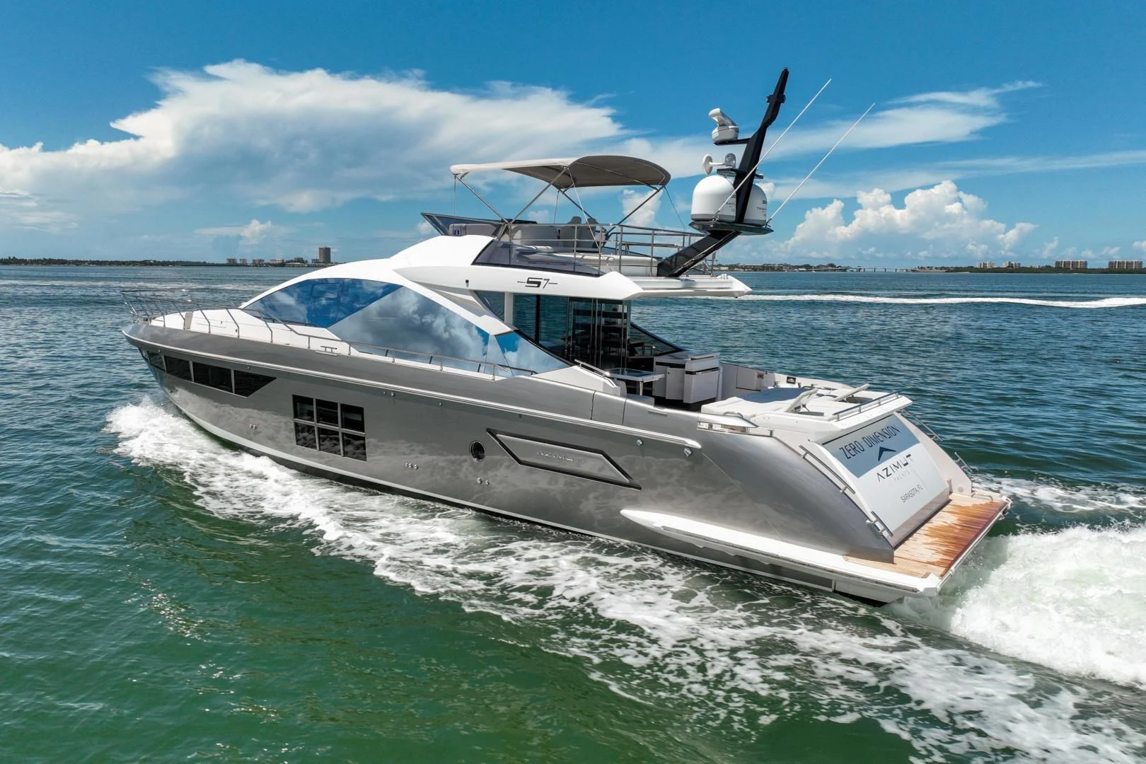a white yacht in the water aboard ZERO DIMENSION Yacht for Sale