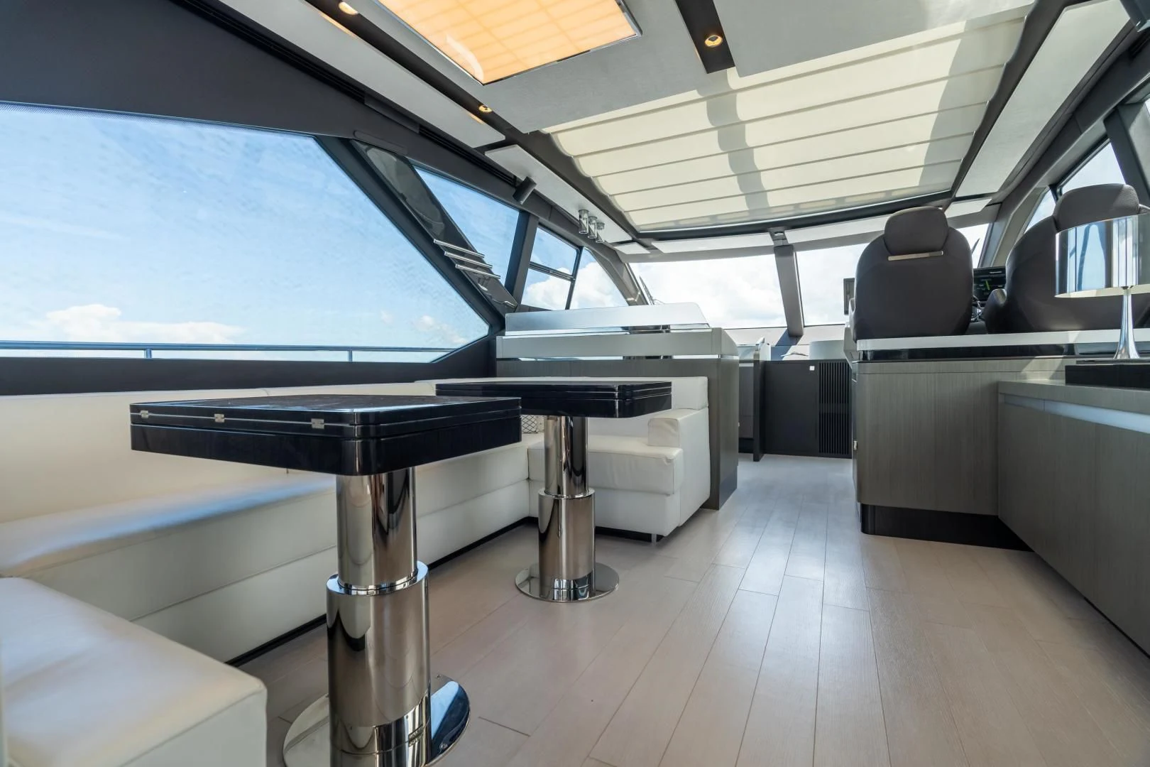 inside of a vehicle aboard ZERO DIMENSION Yacht for Sale