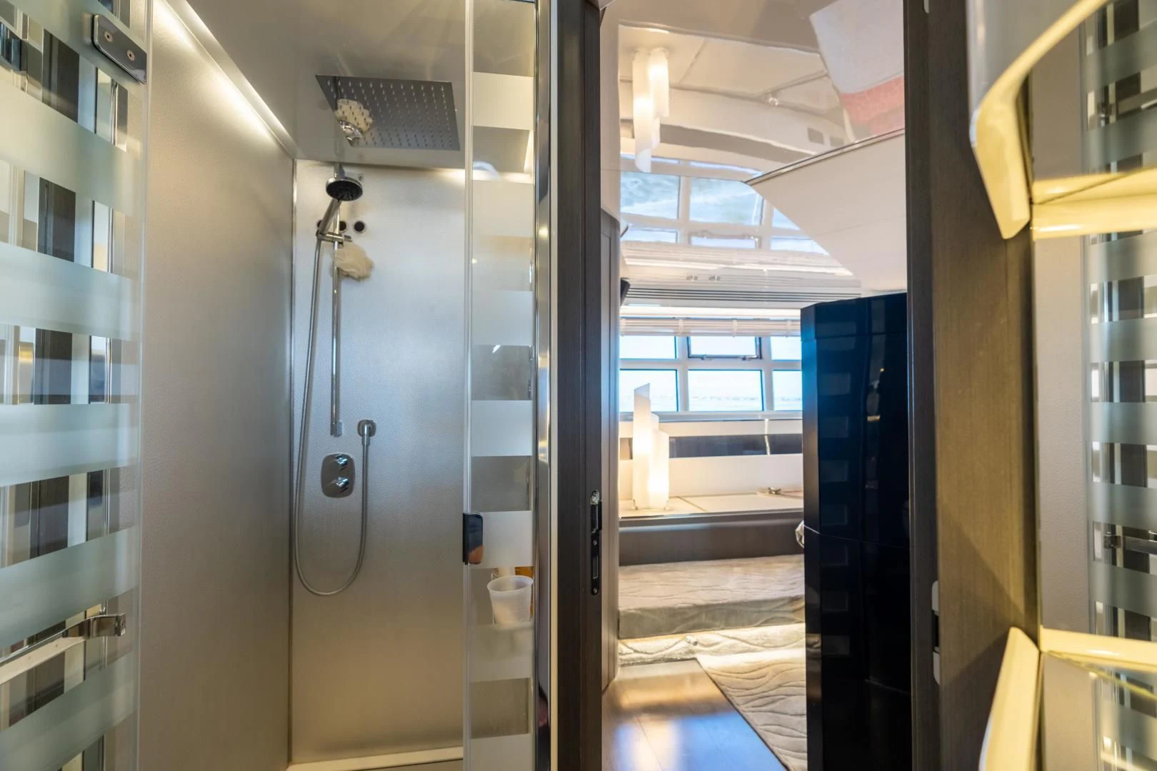 a room with a door and a window aboard ZERO DIMENSION Yacht for Sale