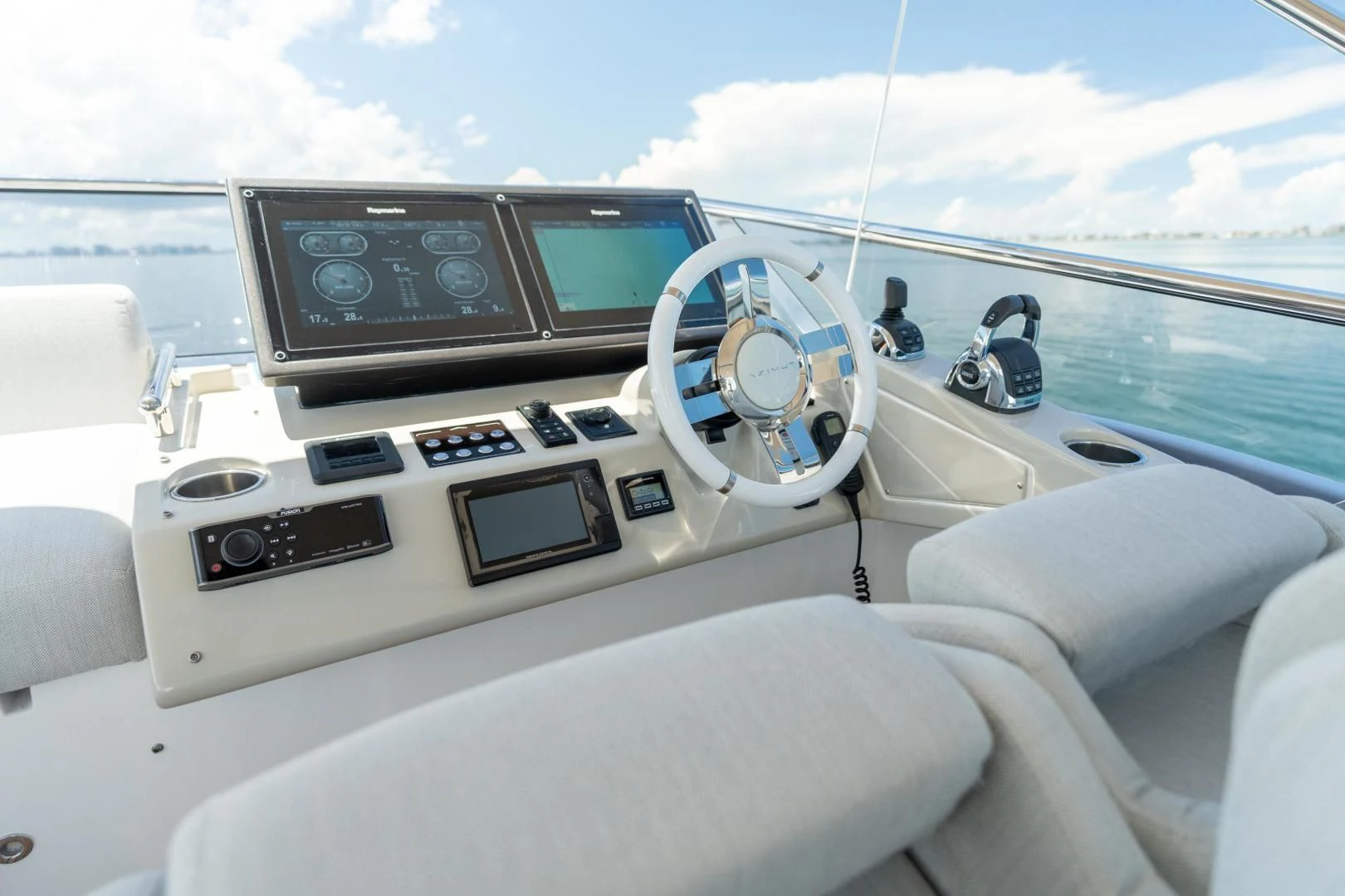 the inside of a car aboard ZERO DIMENSION Yacht for Sale
