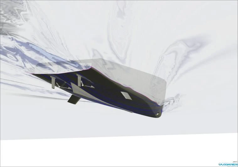 a blue airplane flying in the sky aboard PROJECT SETTEESETTANTA Yacht for Sale