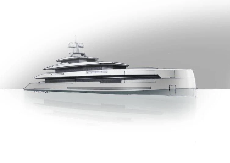 a boat on a white surface aboard PROJECT SETTEESETTANTA Yacht for Sale