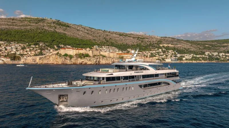 a boat on the water aboard FREEDOM Yacht for Sale