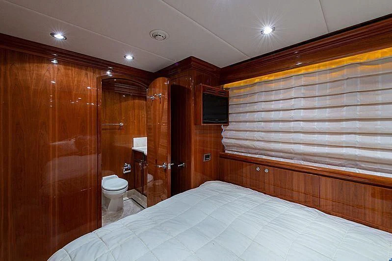 a bed in a room aboard CIN-TAX Yacht for Sale