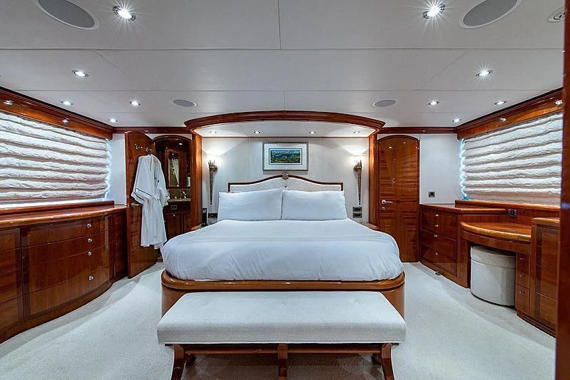 a room with a bed and a desk aboard CIN-TAX Yacht for Sale