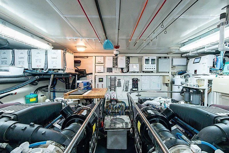 a room with machinery and equipment aboard CIN-TAX Yacht for Sale