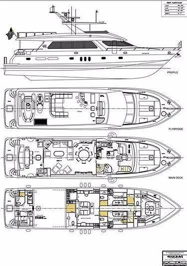 diagram, engineering drawing aboard CIN-TAX Yacht for Sale