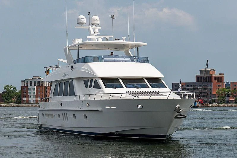 a large white boat aboard CIN-TAX Yacht for Sale
