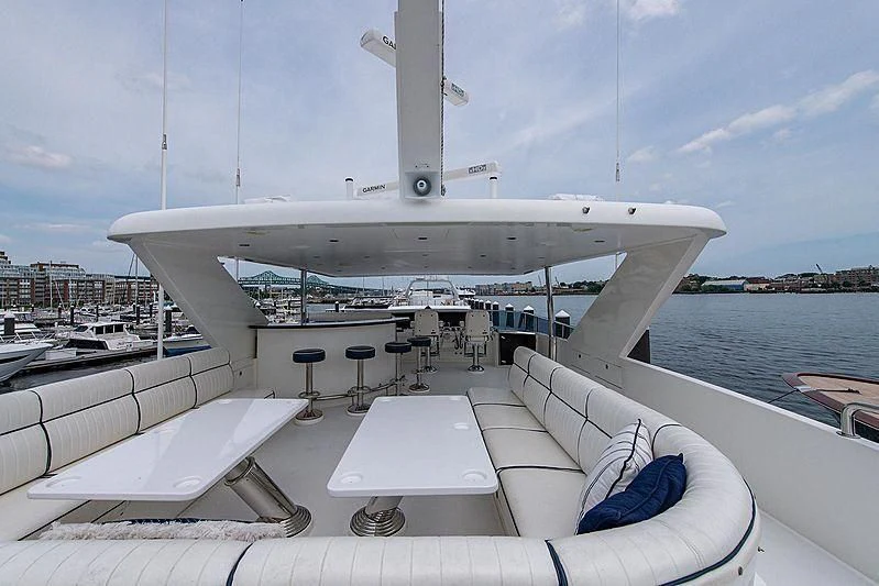 a large white building with a tower aboard CIN-TAX Yacht for Sale