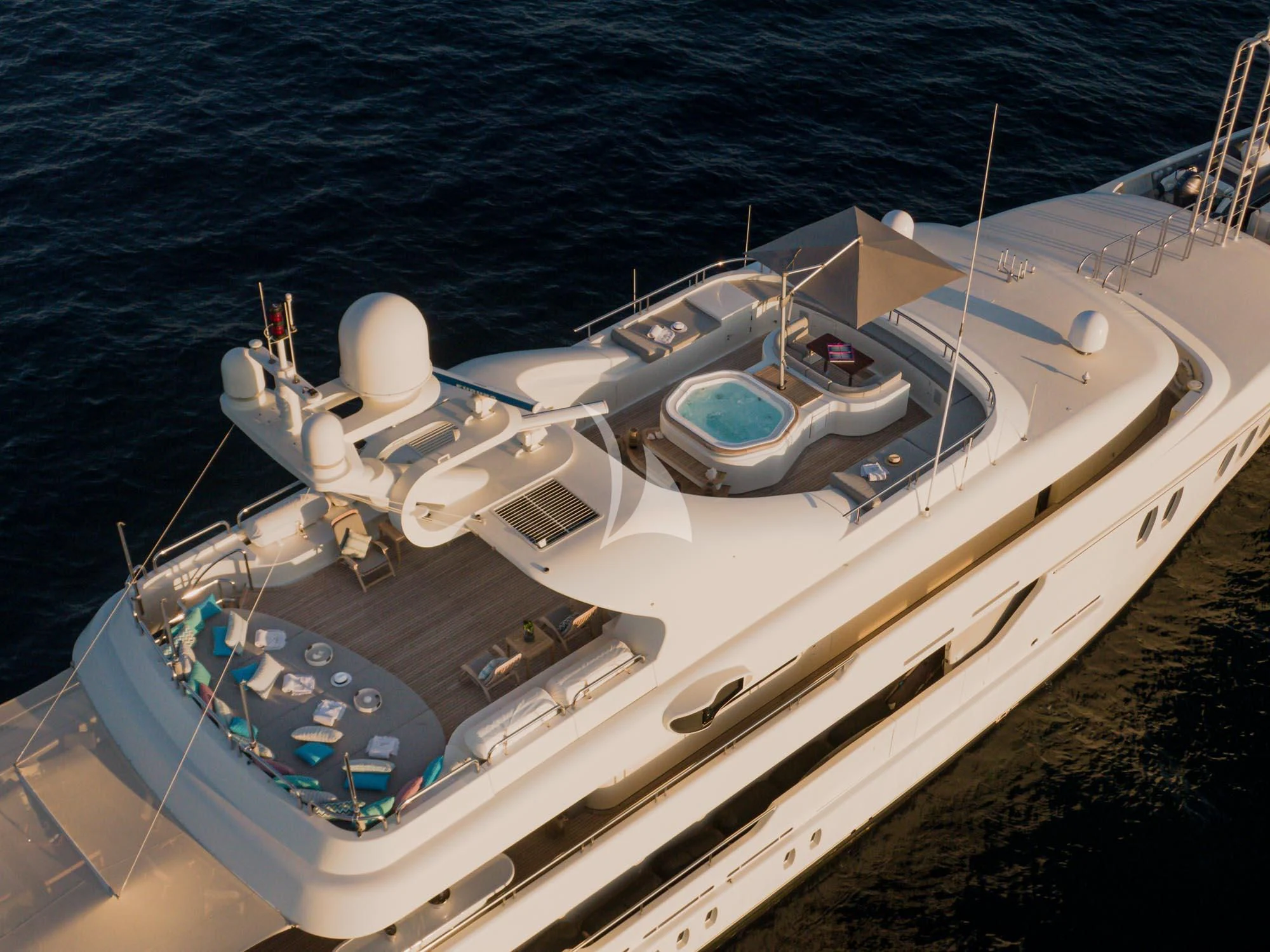 a white boat on the water aboard MARLA Yacht for Sale