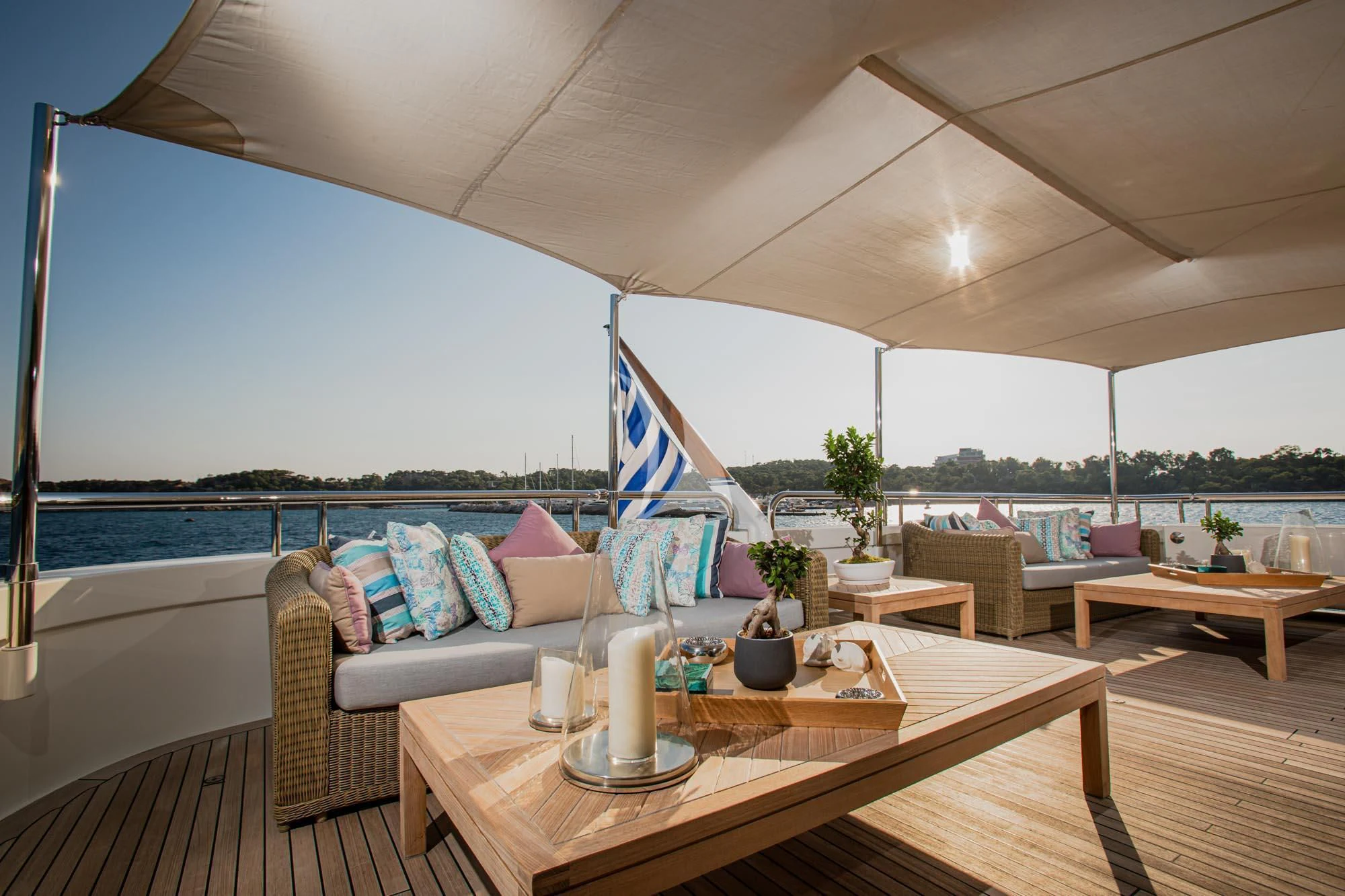 a room with a table and chairs aboard MARLA Yacht for Sale
