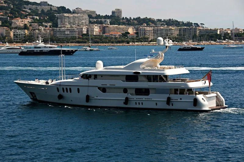 a white yacht in the water aboard MARLA Yacht for Sale