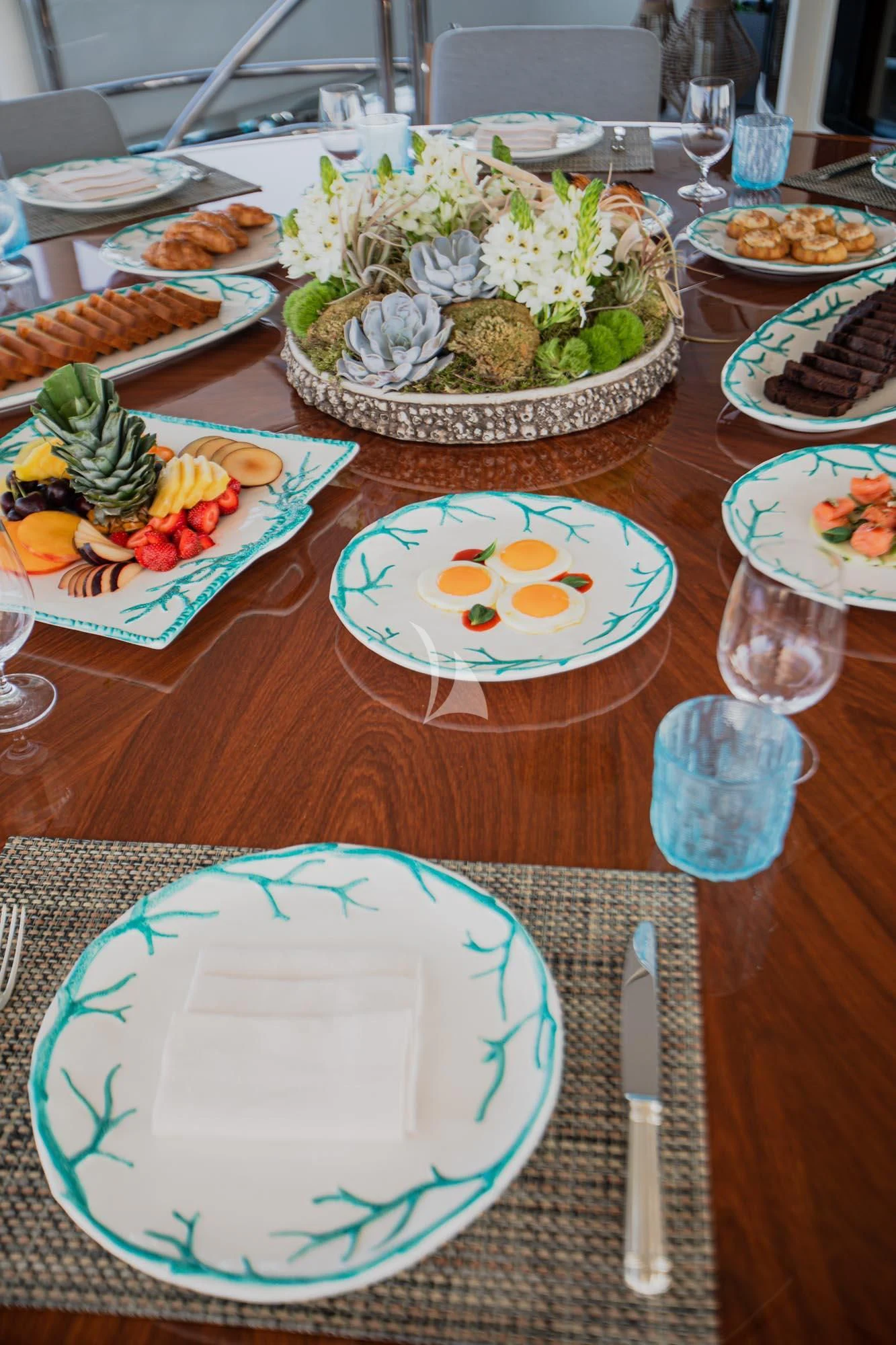 a table full of food aboard MARLA Yacht for Sale